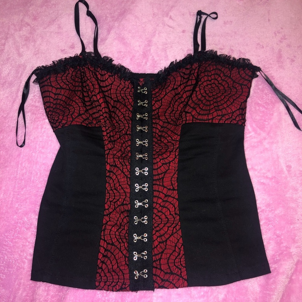 black and red corset top